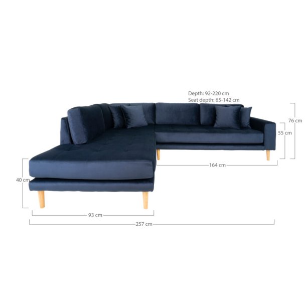 Lido Hjrnesofa ben Ende - Velour